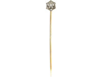 Art Deco 18ct White Gold Diamond Cluster Tie Pin