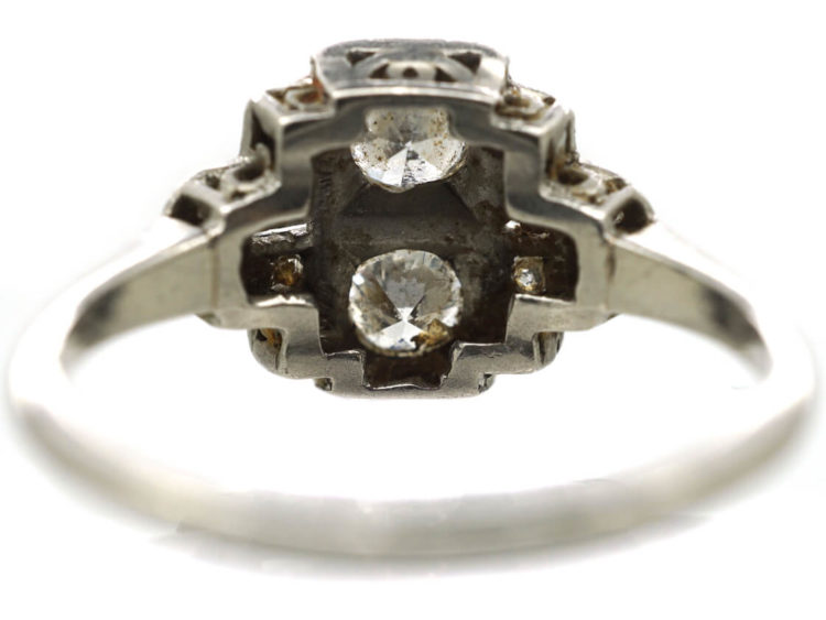Art Deco Platinum & Diamond Geometric Ring