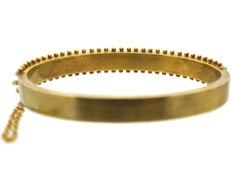 Victorian 15ct Gold Bangle with Flower Motifs