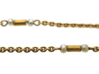Edwardian 9ct Gold & Natural Pearls Chain