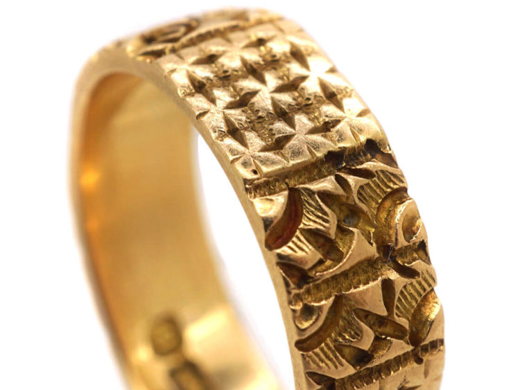 Victorian 18ct Gold Decorated Wedding Band
