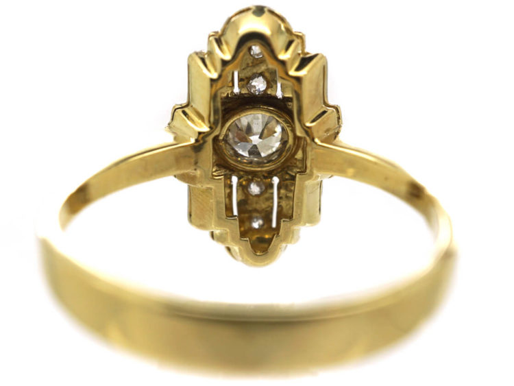 Art Deco 18ct White & Yellow Gold & Diamond Geometric Ring