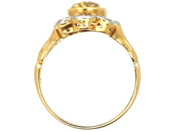 Edwardian 18ct Gold, Topaz & Diamond Cluster Ring