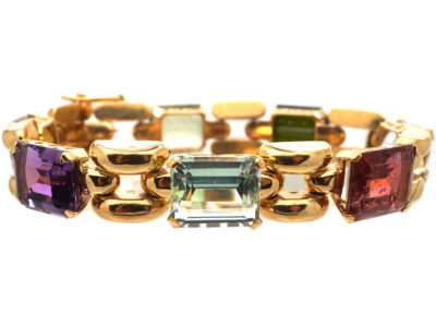 Retro 18ct Gold Multi Gem Bracelet