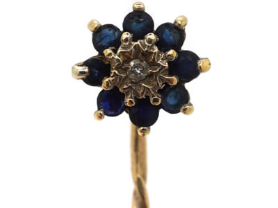 9ct Gold Sapphire & Diamond Tie Pin
