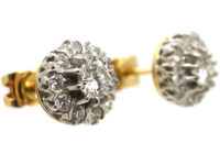 18ct White & Yellow Gold Diamond Cluster Earrings