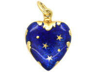 18ct Gold & Blue Enamel Heart Shaped Pendant by Fabergé