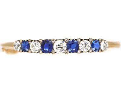 Swedish 18ct Gold Sapphire & Diamond Bangle