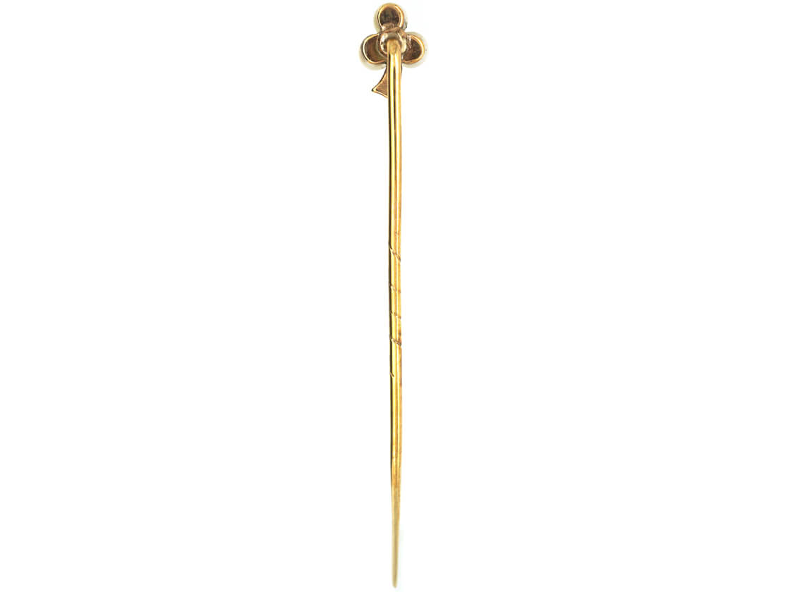 Edwardian 15ct Gold & Pearl Three Leaf Clover Tie Pin (14/G) | The ...