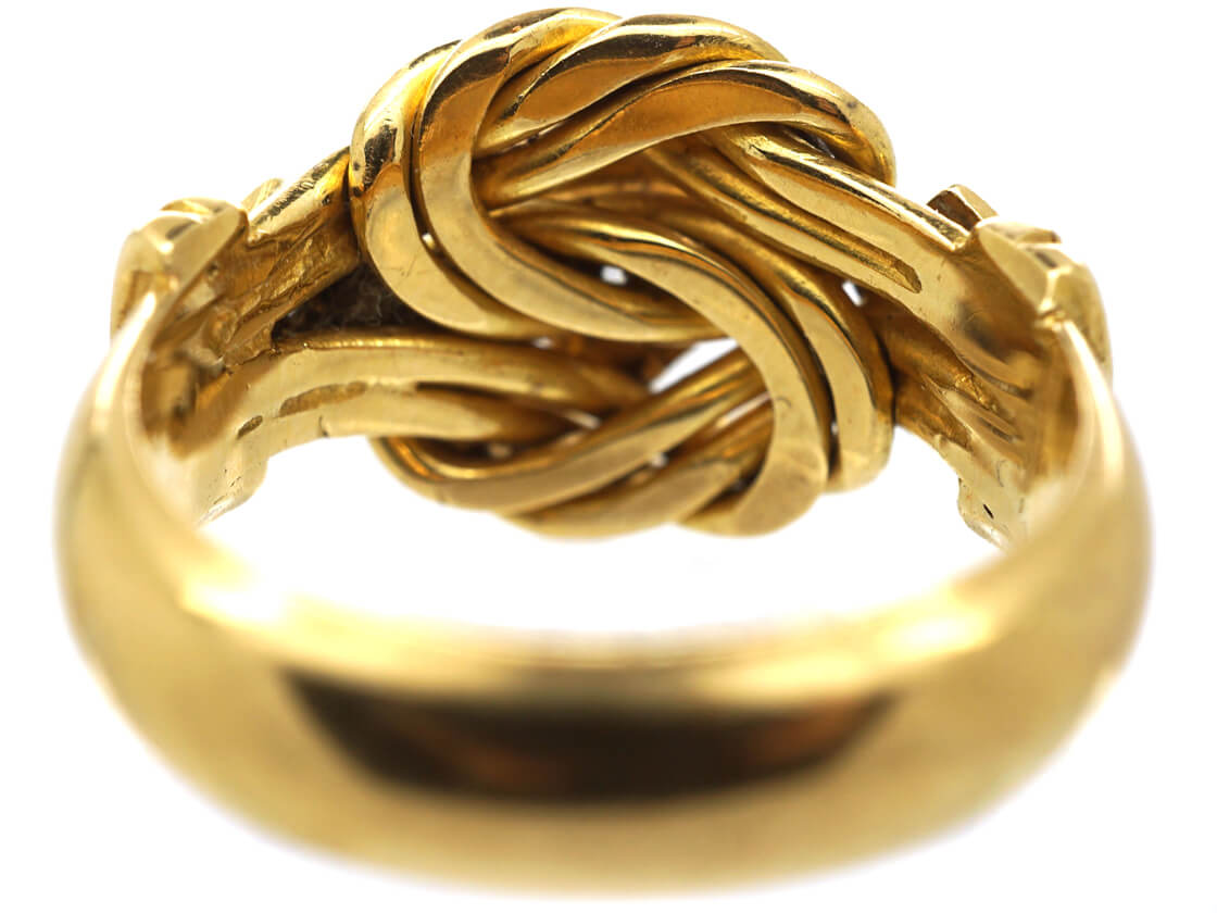 Victorian 18ct Gold Lover's Knot Ring set with Three Diamonds (118N