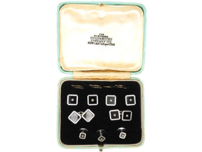 9ct White Gold & Diamond Dress Set in Original Case