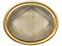 Georgian 15ct Gold & Chalcedony Seal with an Intaglio of a Crest