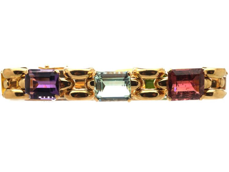 Retro 18ct Gold Multi Gem Bracelet