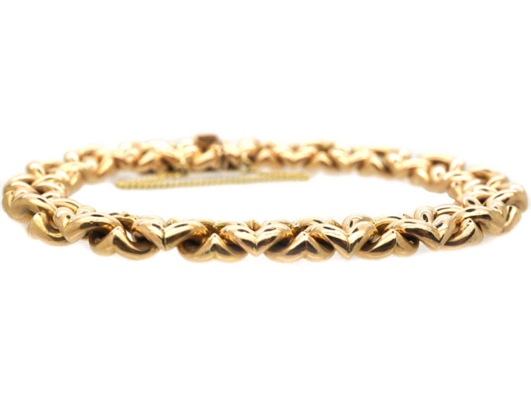 Edwardian 15ct Gold Interlinked Hearts Design Bracelet