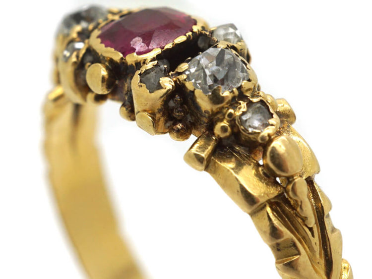 Georgian 18ct Gold, Ruby & Diamond Ring