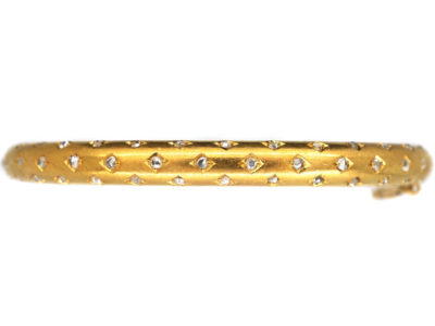 Edwardian 18ct Gold & Rose Diamond Bangle