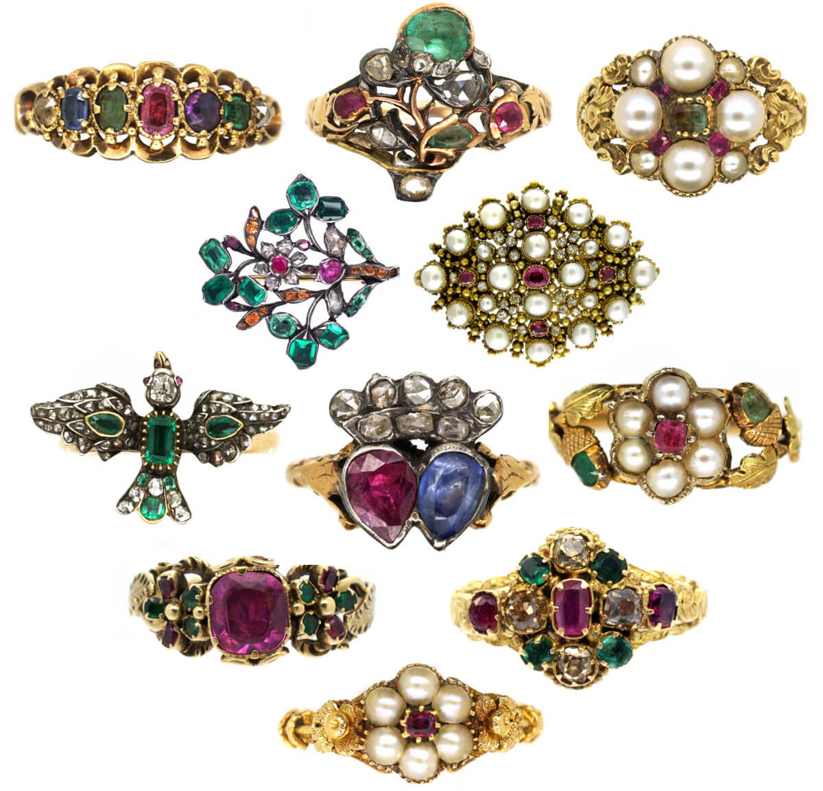 Georgian gemstone rings