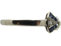 Art Deco Platinum Diamond & Sapphire Bow Ring