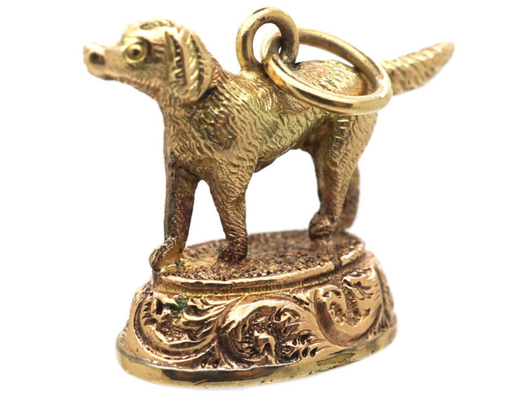 Regency 9ct Gold Seal of a Spaniel with Carnelian Base