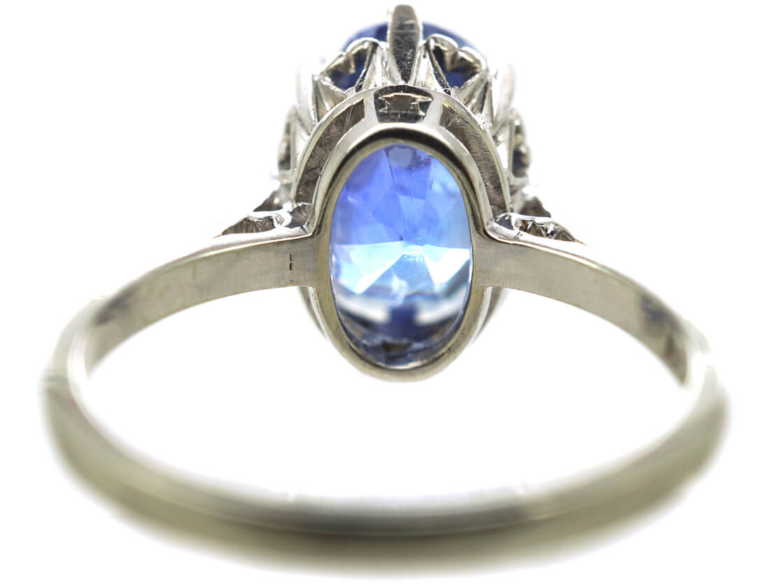 Art Deco 18ct White Gold & Ceylon Sapphire Ring - The Antique Jewellery ...