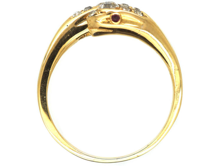 Edwardian 18ct Gold & Diamond Double Snake Ring