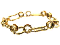 Victorian 18ct Gold Wide Link & Circle Bracelet