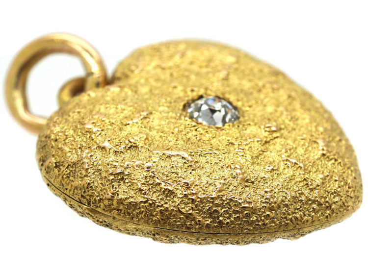 Edwardian 15ct Gold & Diamond Heart Shaped Locket