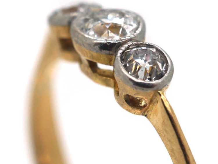 Edwardian 18ct Gold & Platinum Three Stone Diamond Ring