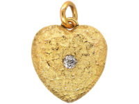 Edwardian 15ct Gold & Diamond Heart Shaped Locket