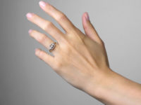 Art Deco 14ct Gold & Platinum Pierced Design Three Stone Diamond Ring