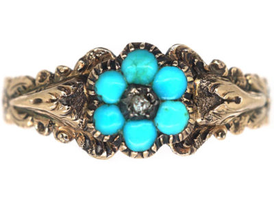 Georgian Turquoise Forget Me Not Ring