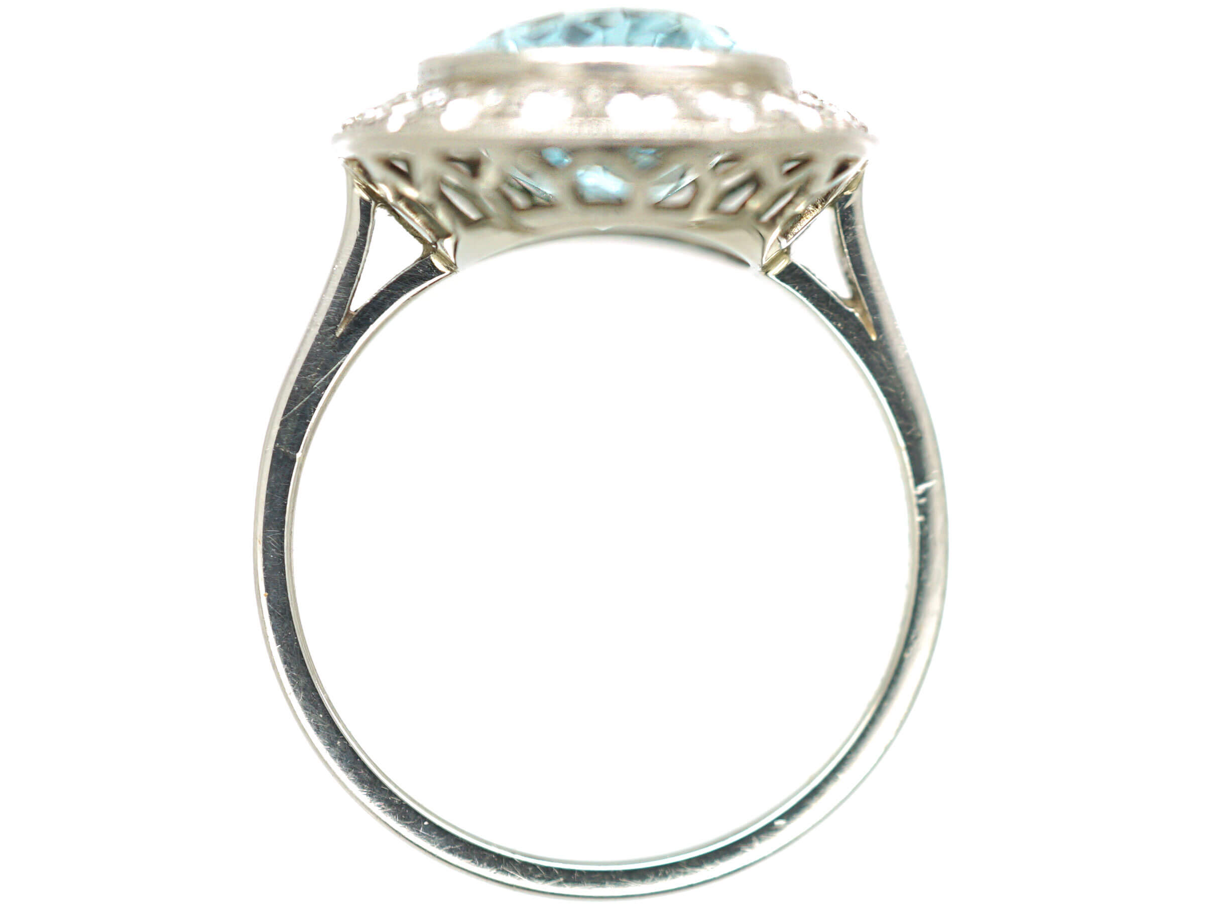 18ct White Gold, Aquamarine & Diamond Oval Cluster Ring (226N) | The ...
