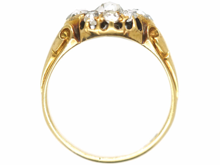 Victorian 18ct Gold Rose Diamond & Old Mine Cut Diamond Cluster Ring