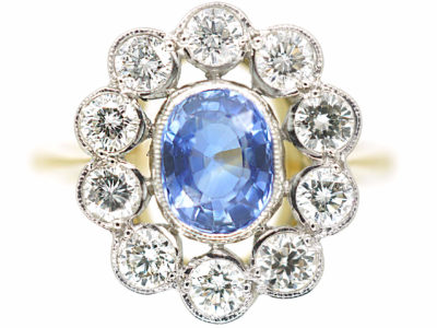 18ct Gold & Platinum, Sapphire & Diamond Cluster Ring