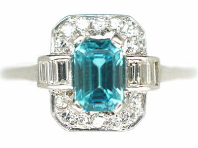 Platinum Art Deco Zircon & Diamond Ring by Birks of Canada