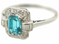 Platinum Art Deco Zircon & Diamond Ring by Birks of Canada