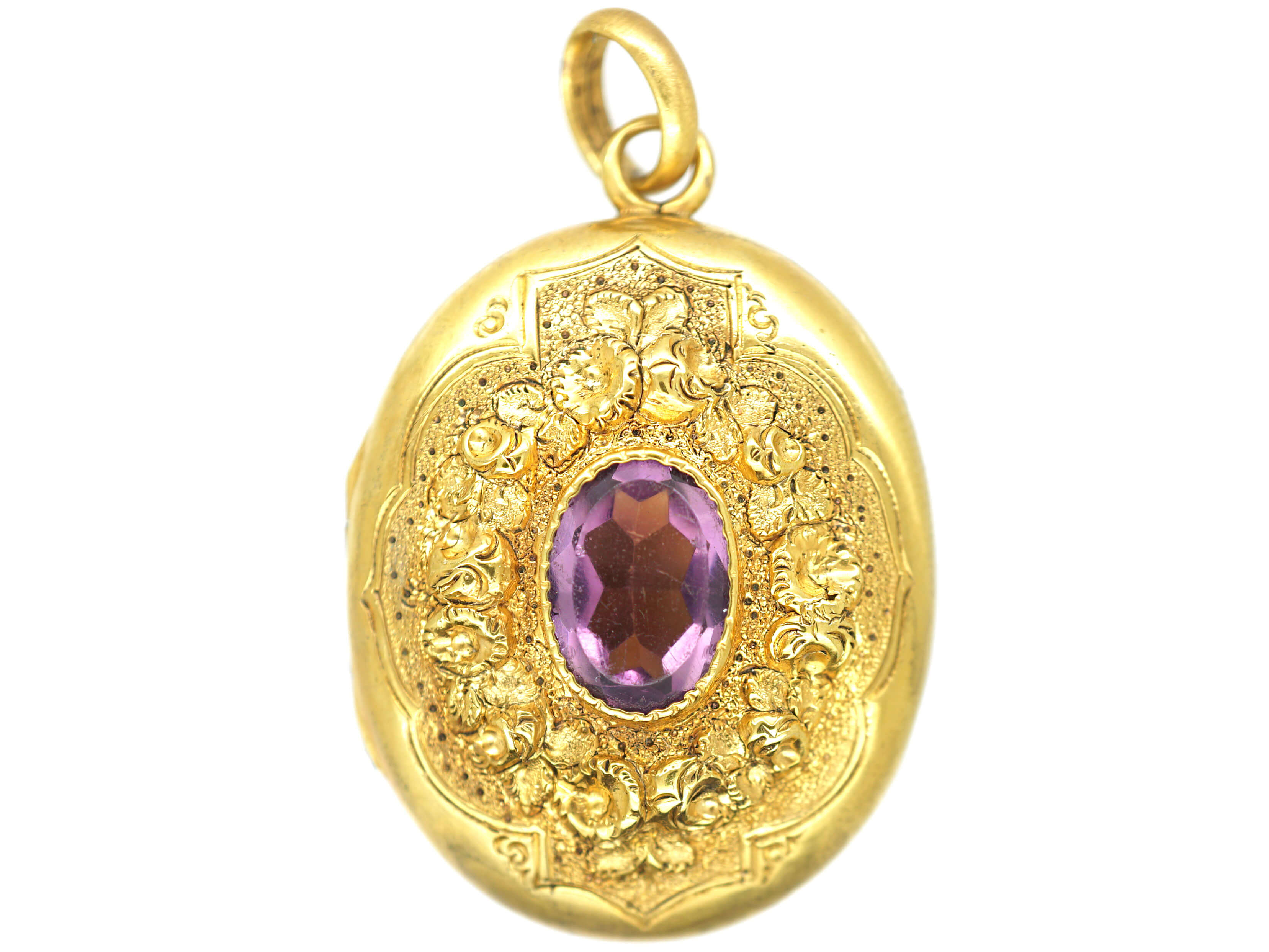 Victorian Oval Gilt Metal Locket set with Amethyst Paste (11/Z) | The ...