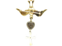 Georgian 18ct Gold Royal Blue Enamel & Diamond Dove of Peace Brooch & Pendant