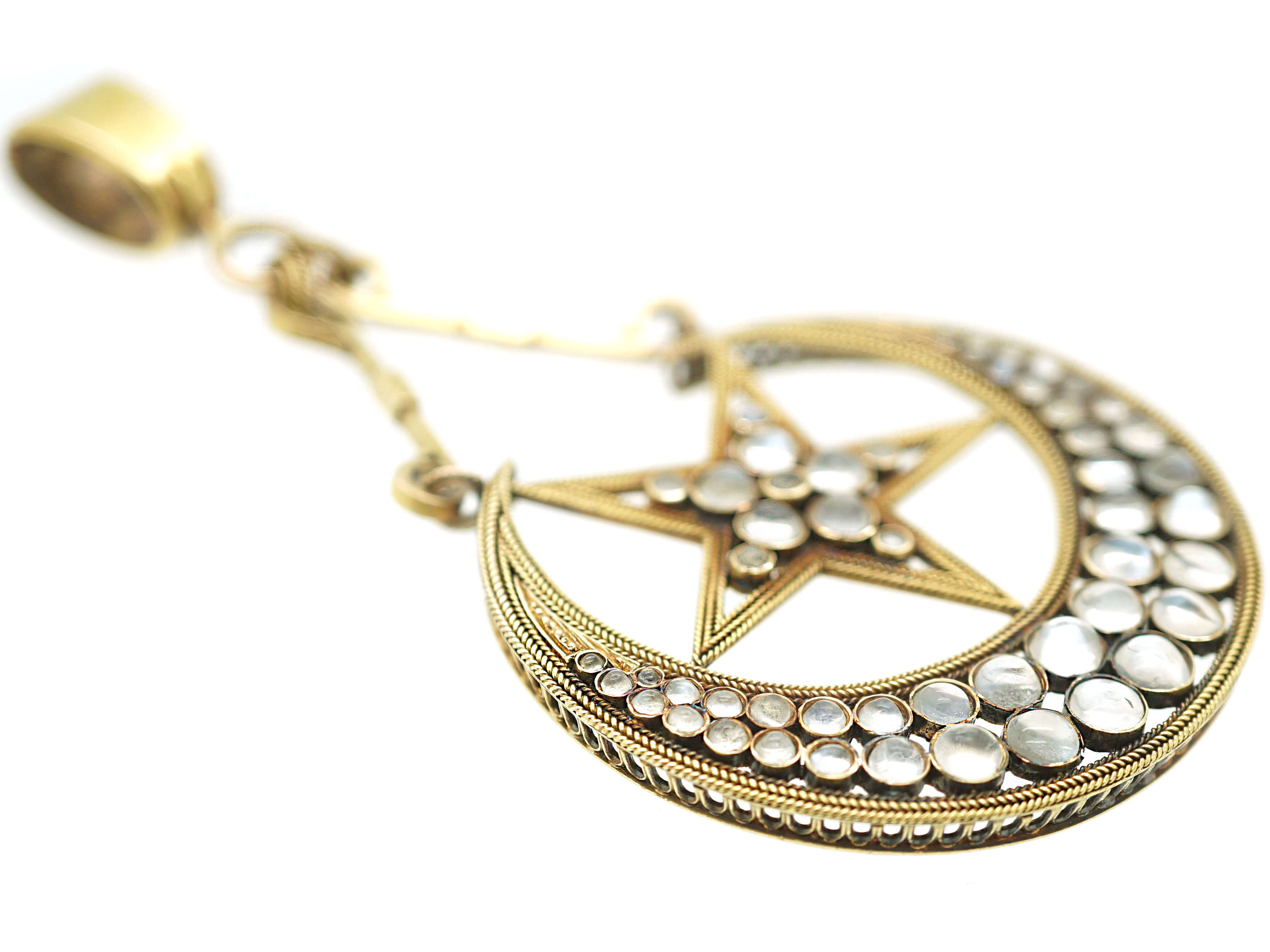 Victorian Large 18ct Gold Star & Crescent Pendant (243N) | The Antique ...