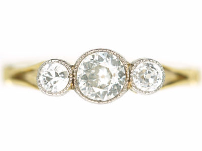 Edwardian 18ct Gold & Platinum Three Stone Diamond Ring