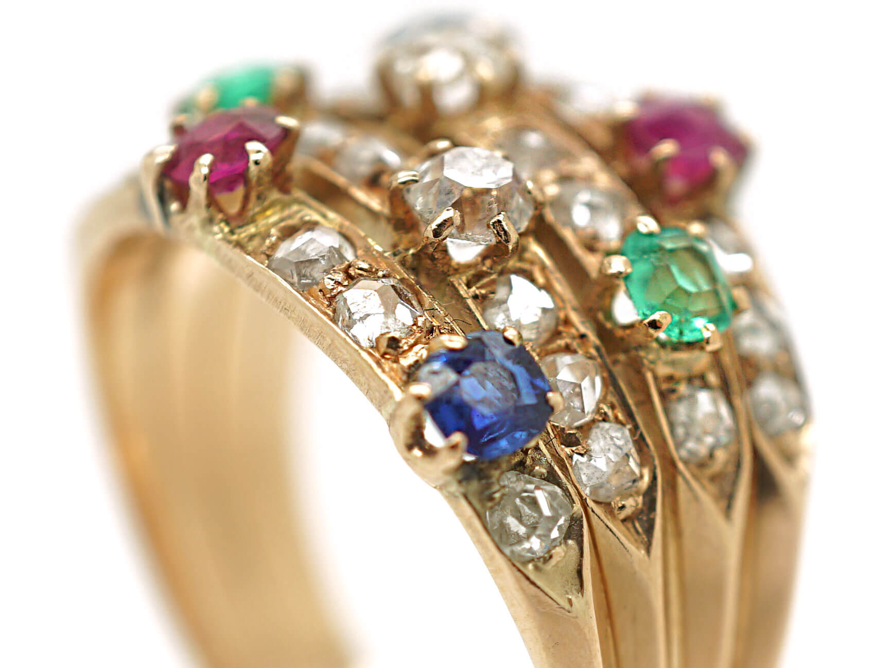 14ct Gold Harem Ring set with Rubies, Sapphires, Emeralds & Diamonds ...