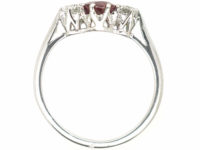 Art Deco Platinum Three Stone Ruby & Diamond Ring