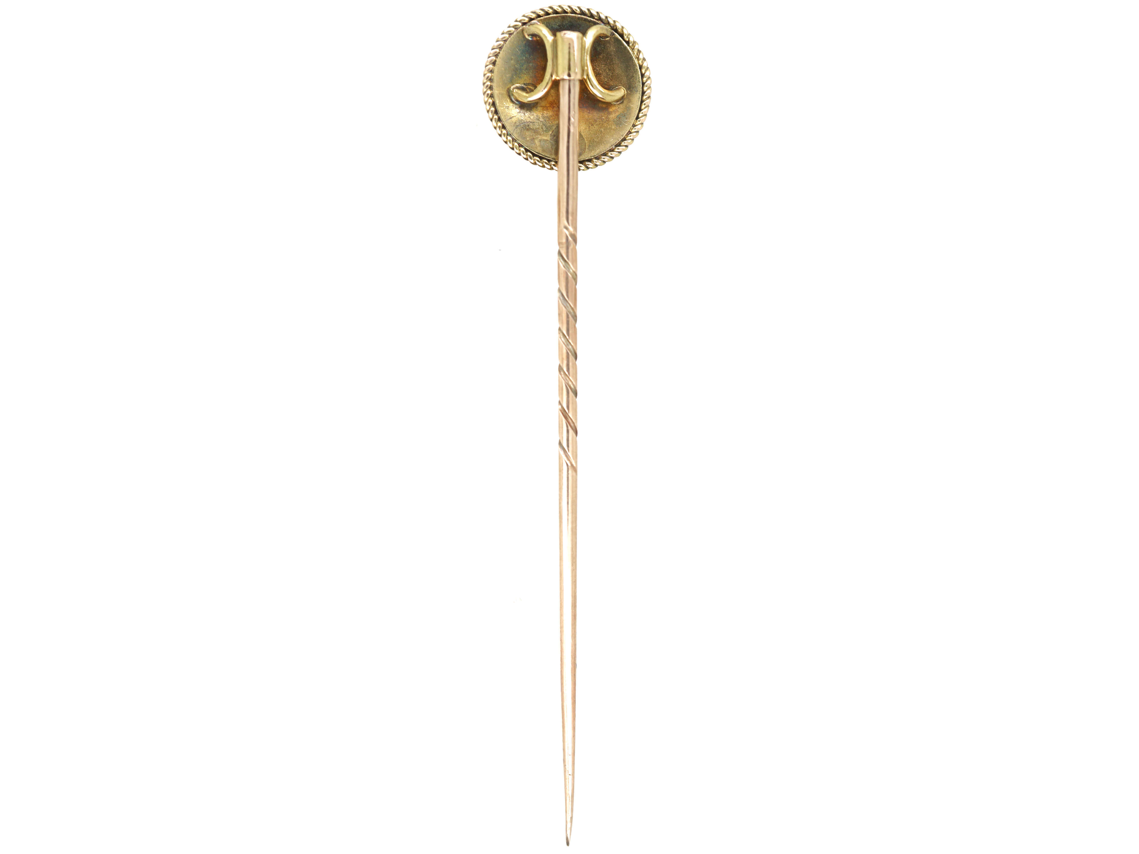 Victorian 15ct Gold Round Tie Pin set with a Natural Split Pearl (28/G ...