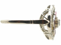 Art Deco Platinum, Ruby & Diamond Open Cluster Ring