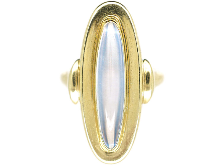 Art Deco 14ct Gold & Moonstone Oval Ring