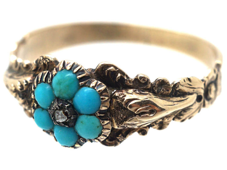 Georgian Turquoise Forget Me Not Ring