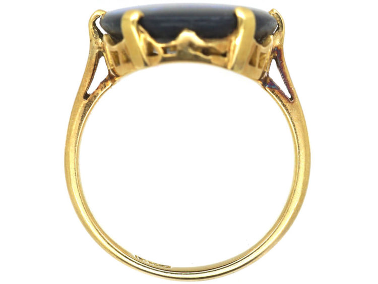 Art Deco 18ct Gold & Large Black Opal Ring