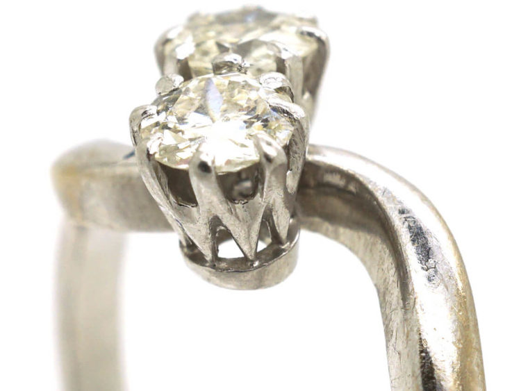 Edwardian 18ct White Gold & Platinum Two Diamond Twist Ring