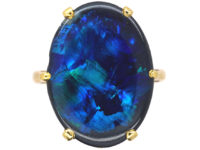 Art Deco 18ct Gold & Large Black Opal Ring
