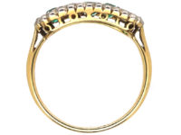 Edwardian 18ct Gold & Platinum Five Stone Emerald & Diamond Ring